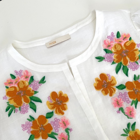 Maje Floral Embroidered Linen Dress - Picture 10 of 16